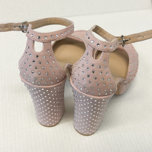 Stuart Weitzman rhinestone platform pink suede heels - Picture 5 of 7